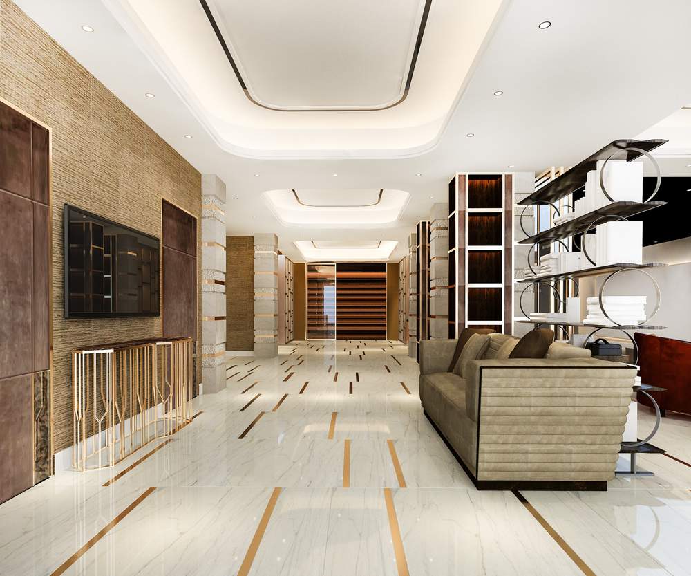 Luxury hotel reception with high-end floor tiles Vadodara